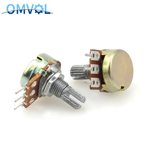 WH148 Potentiometer 3PIN 15mm Shaft With Nuts And Washers  1K 2K 5K 10K 20K 50K 100K 250K 500K 1M ► Photo 1/6