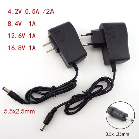 AC 100-240V DC 4.2V 8.4V 12.6V 16.8V 1A 1000MA Power charger adapter Supply 8.4 12.6 16.8 V Volt 3.5mm 5.5mm for 18650 battery ► Photo 1/6