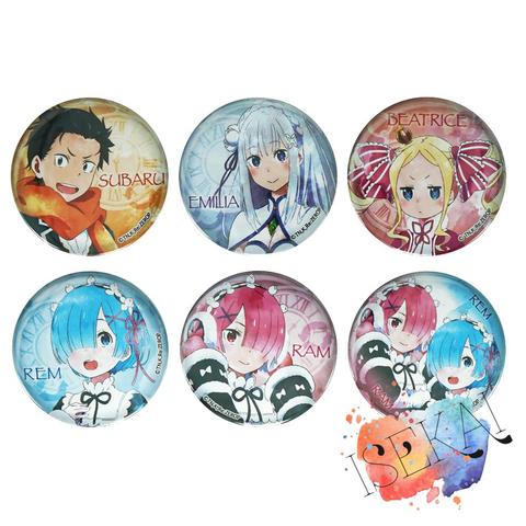 Rezero Anime Rem Ram Natsuki Subaru Emilia Re:Zero kara Hajimeru Isekai Seikatsu Relife Winter Metal Badge Brooch Pins ► Photo 1/1