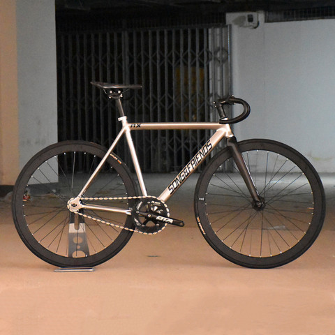 FIXED GEAR BIKE 48cm 52cm 55cm 60cm single speed bike Track Bicycle Aluminum alloy Frame with carbon fiber fork 40MM alloy WHEEL ► Photo 1/3