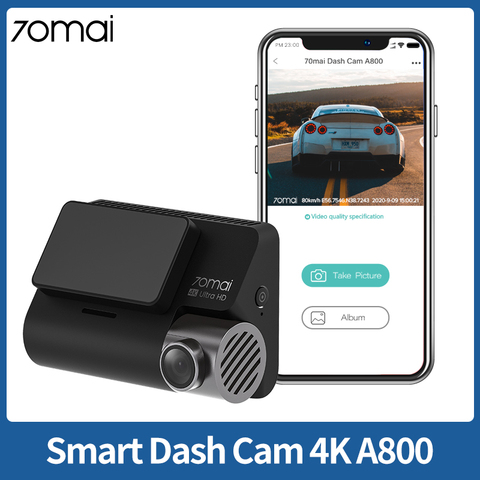 70mai 4K A800 Smart Dash Cam ADAS Real 4K Camera Car DVR Built-in GPS Dual Vision Record 24 Hours Parking Record Night Vision ► Photo 1/6