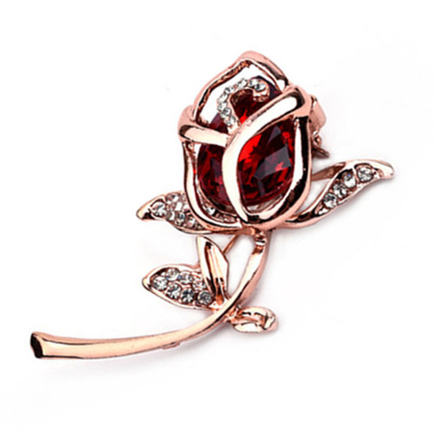 Red Rose Brooches Opal Stone Flower Brooch For Women Fashion Rhinestone Suit Pins Clothing  Jewelry accesorios mujer Gifts ► Photo 1/6