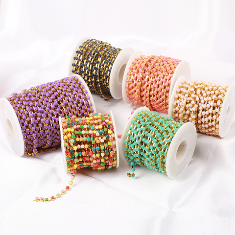 5yard 3/4mm Top Grade More Colors Acrylic Rhinestone Cup Chain Apparel Rhinestone Trim Sewing Strass Cup Chain For DIY Clothing ► Photo 1/6