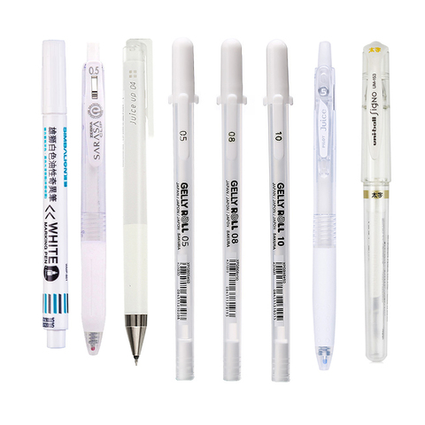 White Gel Pen Compare! Pilot Juice/Juice Up/Zebra JJ15/UM 153 Sakura Highlighter for Manga Design Watercolor DIY Card ► Photo 1/6