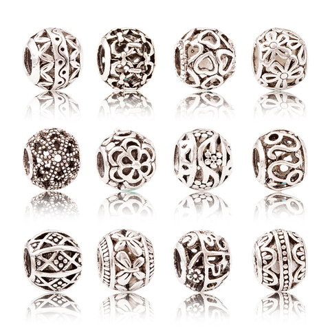 10Pcs/Lot  Silver Plated Hollow Charms Beads European DIY Beads Fit Pandora Charms Bracelets & Bangle Fashion Jewelry js1030 ► Photo 1/6