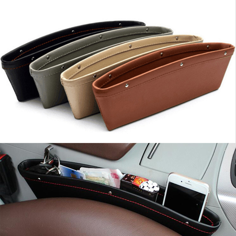 Leather Car Seat Gap Filler Car Seat Side Console Slit Caddy Storage Box  Pad Pocket (1 PC)