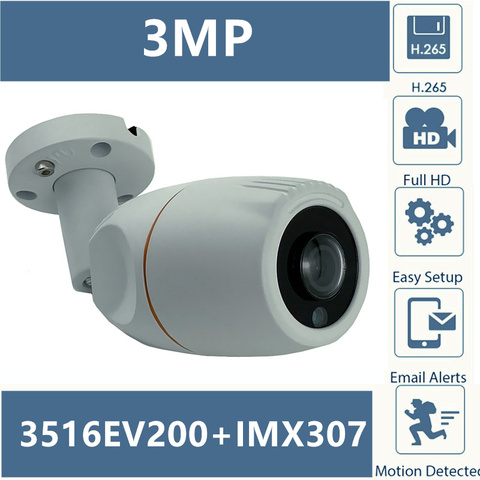 Sony IMX307+3516E Panorama FishEye IP Metal Bullet Camera 180 Degrees H.265 Low illumination 3MP 2304*1296 IP66 Waterproof ONVIF ► Photo 1/6
