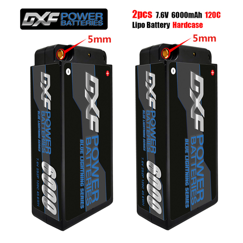 DXF lipo Battery 2S Shorty Lipo 7.6V 6000mah 120C Battery RC Lipo Battery with 5mm Bullet Competition Short-Pack for 1/10 Buggy ► Photo 1/6