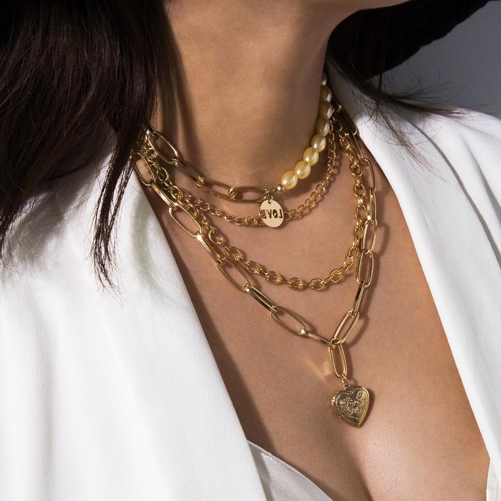 Fashion Multi-layer Choker Chain Statement Necklace Pendant Boho Women Jewelry