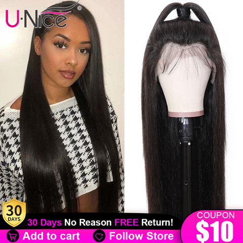 Unice Hair 13*4 Brazilian Straight Glueless Lace Front Human Hair Wig With Baby Hair Pre Plucked 5x5 HD Lace Closure Wig Women ► Photo 1/6