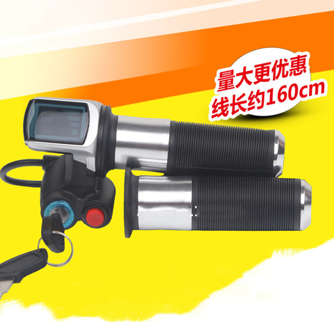 36V 48V Electric Bicycle/Scooter/Motorcycle/ebike Speed Gas Handle/Throttle/Accelerator Twist Grip Silver Color Cruise Function ► Photo 1/5