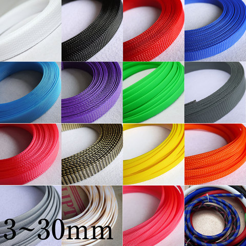 1M 2 4 6 8 10 12 14 16 18 20 25 30 mm High Density PET Braided Expandable Sleeve Wire Wrap Insulated Nylon Protector Sheath ► Photo 1/1