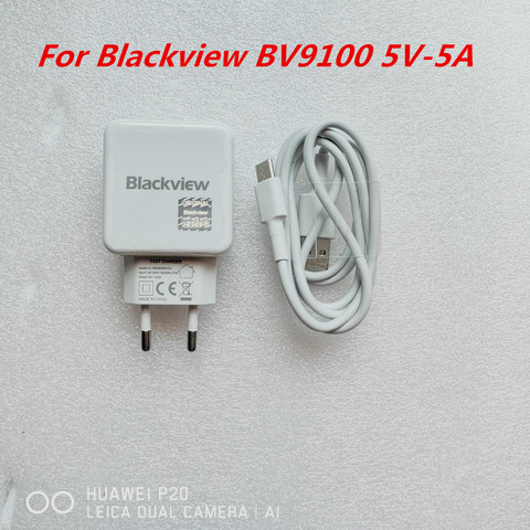 New Original Blackview BV9100 USB Power Adapter Charger EU Travel Switching Power Supply+Tpye-C Usb Cable Data Line 5V 5A ► Photo 1/3