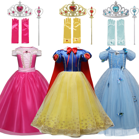 Girls Snow White Princess Costume For Kids Halloween Party Bella Cosplay Dress Up Children Sleeping Beauty Disguise Fille ► Photo 1/6