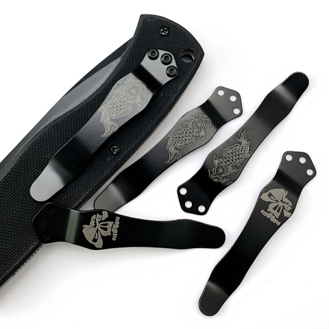 Tc4 Titanium Alloy Koi Design Back Pocket Knife Clip for Zt FOR Butterfly 551 ZT0620 0630 EM Knife ► Photo 1/6