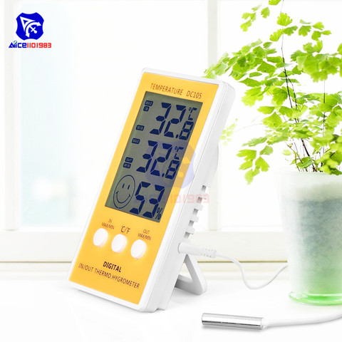 diymore LCD Digital Hygrometer Thermometer Indoor Outdoor Humidity Temperature Monitor Gauge with Sensor Probe for Home Office ► Photo 1/6