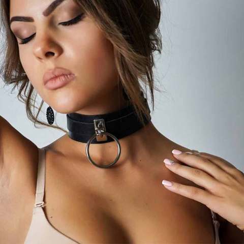 2022 New Fashion Adjustable Collar Neck Cover Gothic Women Neck Belt Bdsm Bondage Synthetic Leather Harness Collar Sexy Bondage ► Photo 1/6