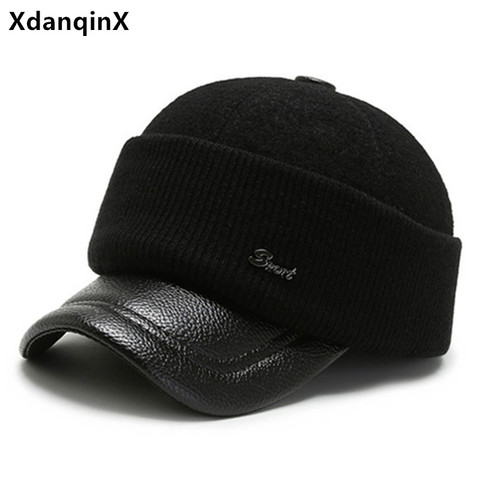 XdanqinX New Winter Men's Baseball Caps Thick Warm Earmuffs Hat Novelty Foldable Woolen Ear Protection Cotton Cap Dad Brand Hats ► Photo 1/6