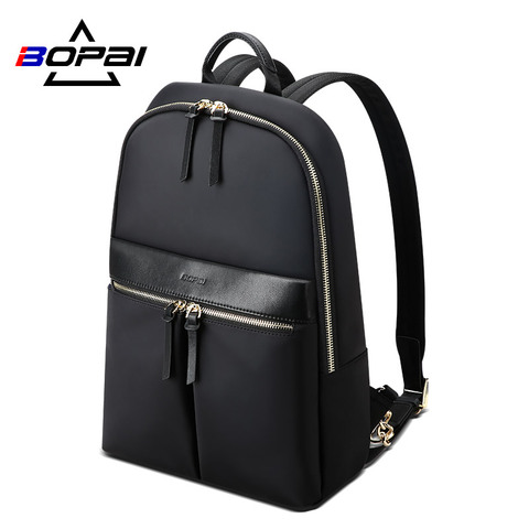 BOPAI New Fashion Women Silm Backpack Waterproof Laptop Purse Travel Large Capacity Business Backpack Thin Ladies Bags ► Photo 1/6