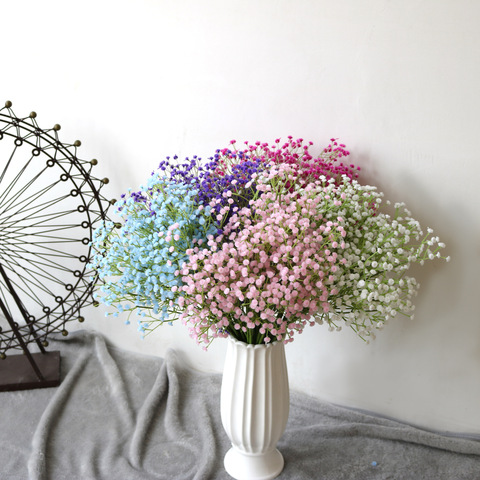 90Heads 52cm Babies Breath Artificial Flowers Plastic Gypsophila DIY Floral  Bouquets Arrangement for Wedding Home Decoration