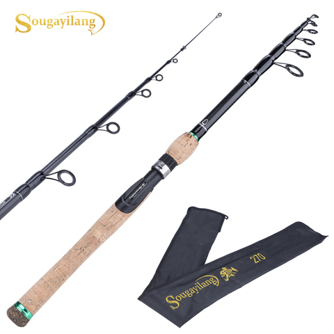 Sougayilang New Telescopic Lure Rod 1.8M 2.1M 2.4M 2.7M Carbon Fiber Cork Wood Handle Spinning Rod Fishing Pole Tackle ► Photo 1/6