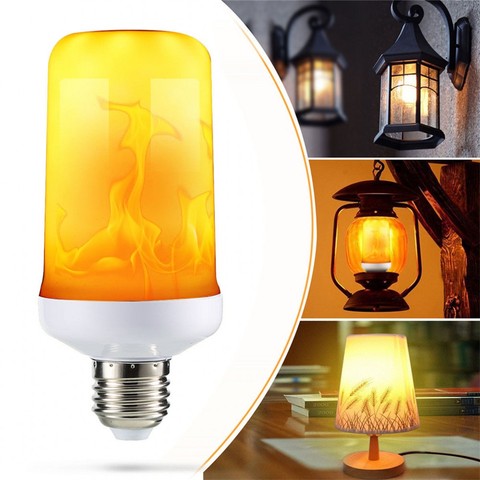 Creative 4 modes+Gravity Sensor Flame Lights E27 E26 E14 LED Flame Effect Fire Light Bulb 9W 12W Flickering Emulation Decor Lamp ► Photo 1/6