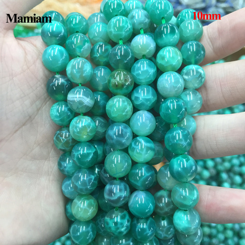 Mamiam A Green Peacock Agates Beads 6mm 8mm 10mm Smooth Loose Round Stone Diy Bracelet Necklace Jewelry Making Gemstone Design ► Photo 1/2