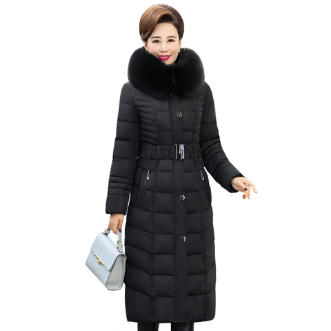 5XL Parka Women Winter Long Coats Casual Fur Neck Hooded Jackets