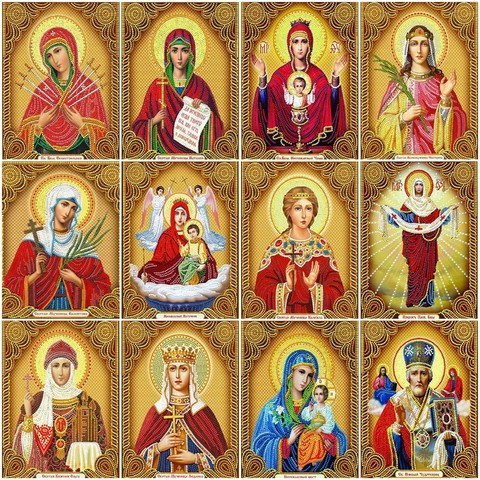 Diy Diamond Painting Religion Icon Full Display Rhinestones Full Square Diamond Embroidery Cross Stitch Mosaic Home Decor Jq561 ► Photo 1/6