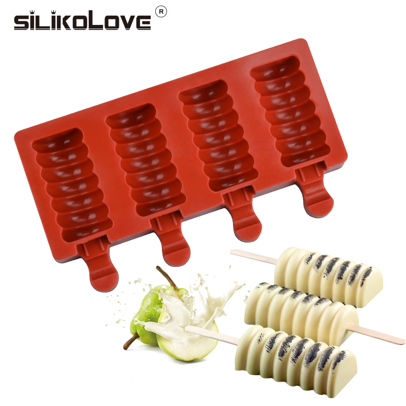 DIY Silicone Popsicle Mold Striped Ice Cream Stick Maker Kitchen