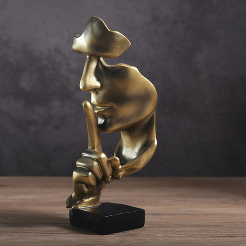 Silence Is A Gold Figure Abstract Crafts Ornaments Living Room TV Cabinet Wine Cabinet Home Resin Crafts Home Decoration ► Photo 1/6