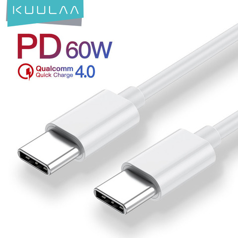 KUULAA USB Type C to USB Type C Cable For Samsung Galaxy S10 S9 60W PD QC 4.0 Quick Charge USB-C Cable For Xiaomi Redmi Note 7 ► Photo 1/6