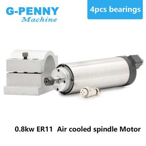 220V 800W ER11 Air cooled spindle motor 4 bearings air-cooling high accuracy precision 0.01 & 65mm aluminium bracket clamp ► Photo 1/6