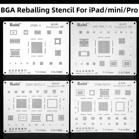 5 pcs full IC Chip SMT set BGA Reballing Stencil Kits for iPad pro iPad3-4 iPad5 mini 2-4 high quality 0.12mm laser square hole ► Photo 1/6