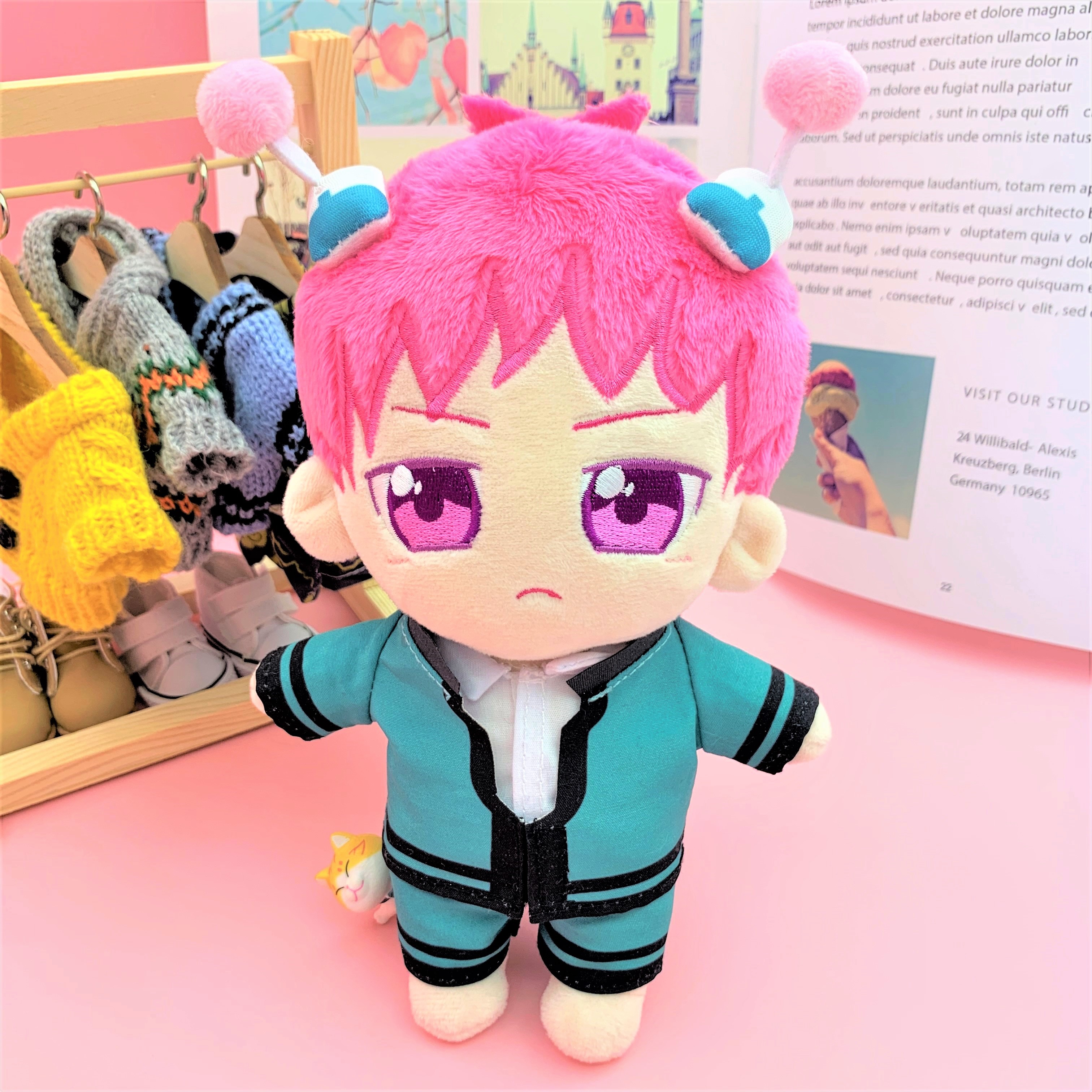 Anime The Disastrous Life of Saiki K Saiki Kusuo Plush Doll 20cm Clothes Toy 