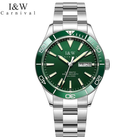 Carnival Brand Automatic Mechanical Watch Men Fashion Waterproof 100M Luminous Green Water Ghost Diver Sport Clock Relogio 2022 ► Photo 1/6