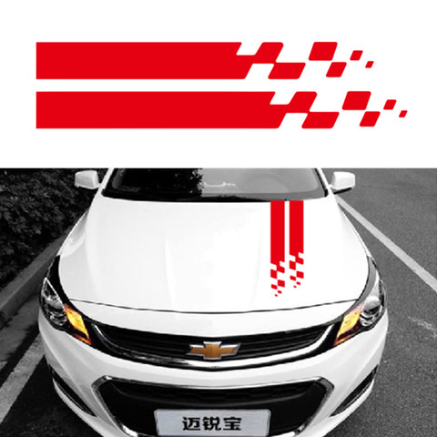 Olevo 2pcs 90x9cm Black White Red Car Sticker Vinyl Car Bonnet Stripes Hood Sticker Cover For MINI Cooper R50 R53 R56 R55 ► Photo 1/6