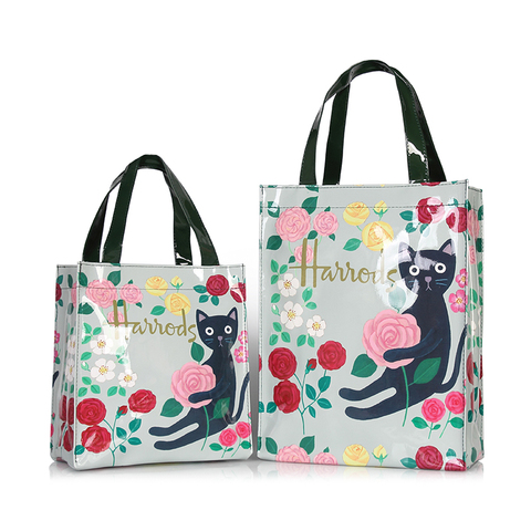 London Style PVC Reusable Shopping Bag Women's Bag Eco Friendly Flower Shopper Bag Waterproof Handbag Lunch Tote Shoulder Bag ► Photo 1/6