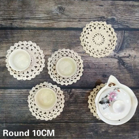 10CM Round Vintage Cotton Lace Placem At Handmade Table Place Mat Cloth Tea Cup Coffee Coaster Wedding Doily Kitchen Christmas ► Photo 1/5