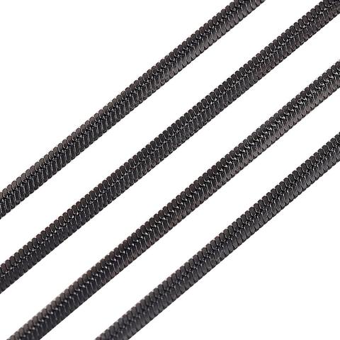 Fashion Width 1/2mm Women and Men Flat Chain 316L Stainless Steel Necklace For High Quality Black Color Chain Jewelry ► Photo 1/4