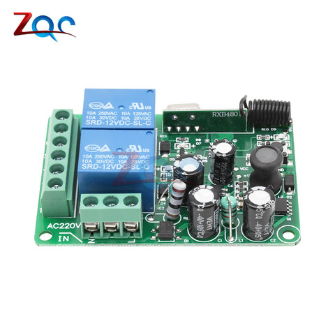 433Mhz AC 110V 220V 2 Channel Relay Module Remote Light Switch 1 Way Wireless Relay Receiver Board ► Photo 1/6