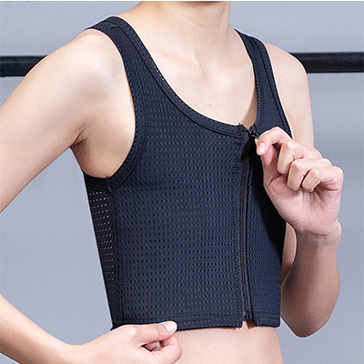 Breathable Lesbian Black Cropped Bustier Tank Top With Bandage And