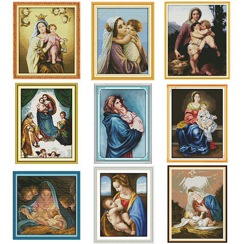 Madonna and Child Series Count and Stamped 14ct 11ct Cross Stitch Kit DIY Cross Stitch Set Embroidery Needlework Home Decoration ► Photo 1/6