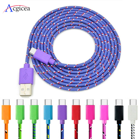 Fast Charging Type-C USB C Mobile Phone Cables 1M/2M/3M USB C Cable Fast Charge For Samsung S10 Plus Huawei Nylon Braided Cable ► Photo 1/6