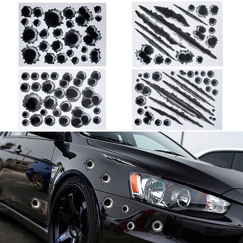 1Pcs Funny Car Stickers 3D Bullet Hole Car Side Stickers Car-covers Motorcycle Scratch Realistic Bullet Hole Waterproof Stickers ► Photo 1/6