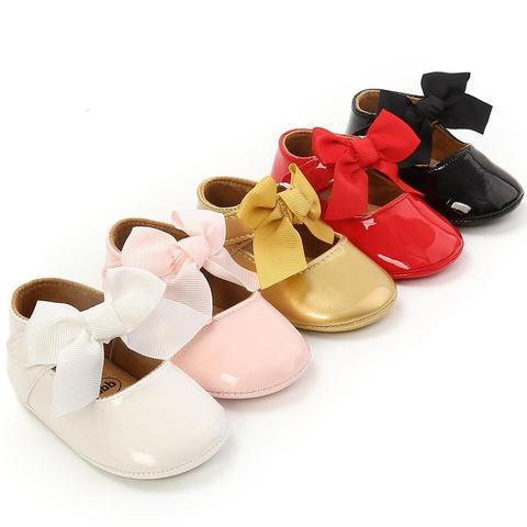 2022 Spring Baby Shoes PU Leather Newborn Boys Girls Shoes First Walkers Princess Bowknot Baby Prewalker ► Photo 1/6