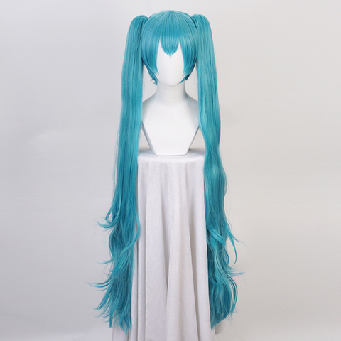 120cm Green Mixed Long Curly Synthetic Hair Cosplay Costume Wigs With Chip Removable Ponytails + Wig Cap ► Photo 1/1