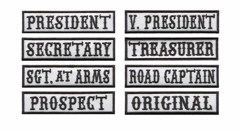 1pc MC embroidered patches & rockers for PRESIDENT motorcycle riding clubs and OGIGINAL bikers with iron on backing ► Photo 1/6