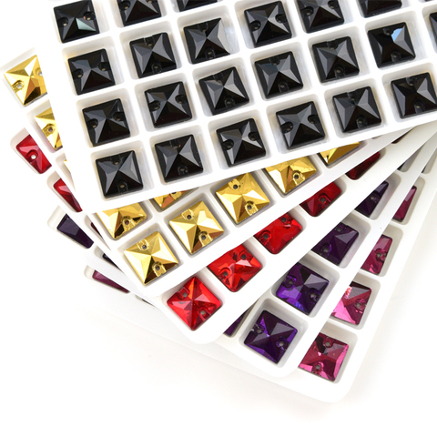 8,10,12,14,16,22mm  popular colors Square Sew on Rhinestones Glass Crystal  Flatback sew-on stone Beads Dress Craft Supplies ► Photo 1/6