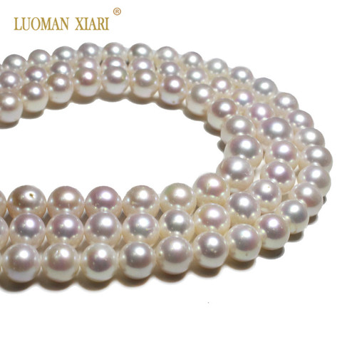 Top 100% Natural AAA Tower Nearly  Round Freshwater Pearl Round Pearls Beads For Jewelry Making DIY Bracelet Necklace 11-14mm ► Photo 1/6